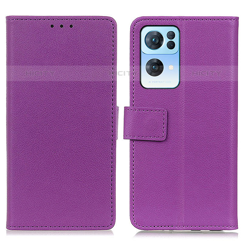 Funda de Cuero Cartera con Soporte Carcasa M08L para Oppo Reno7 Pro 5G Morado