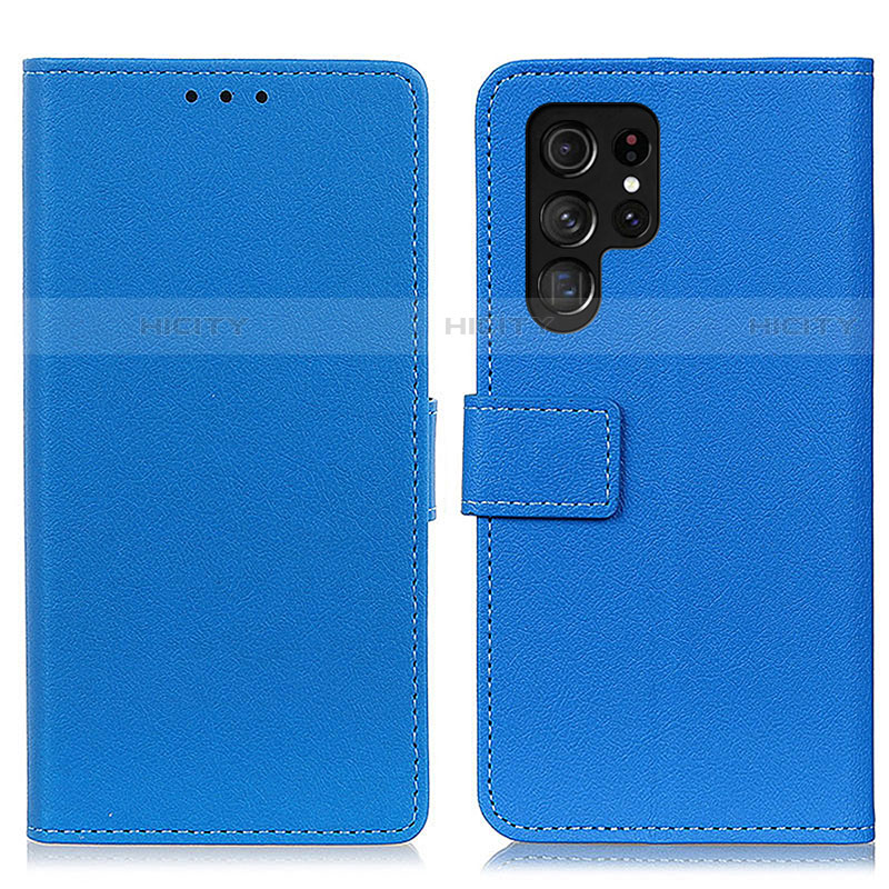 Funda de Cuero Cartera con Soporte Carcasa M08L para Samsung Galaxy S22 Ultra 5G Azul