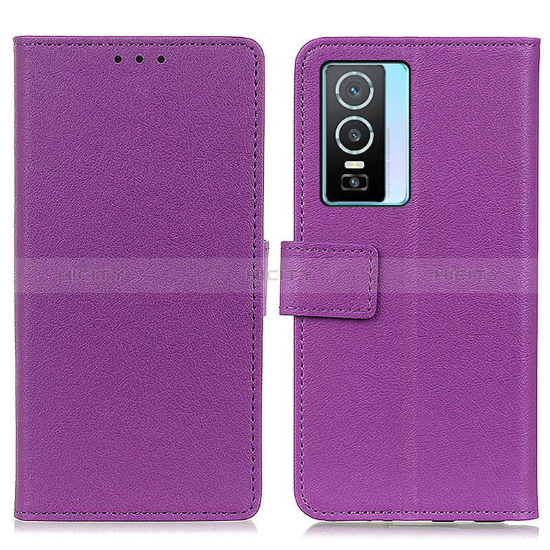 Funda de Cuero Cartera con Soporte Carcasa M08L para Vivo Y76s 5G Morado