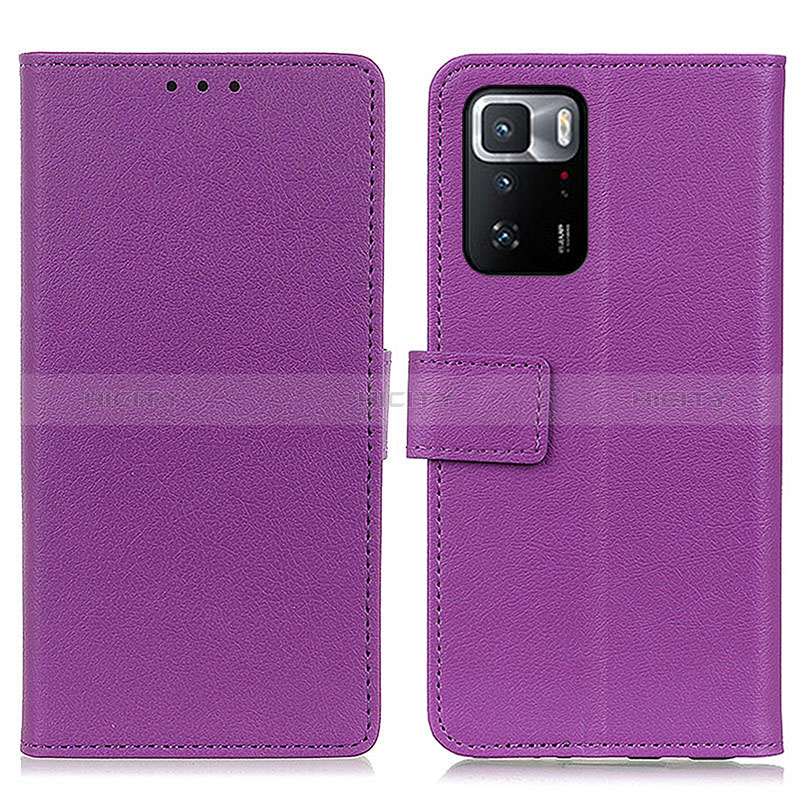 Funda de Cuero Cartera con Soporte Carcasa M08L para Xiaomi Redmi Note 10 Pro 5G Morado