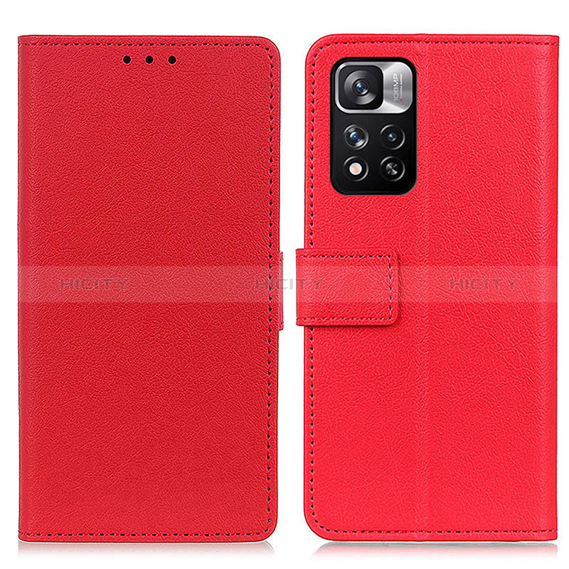 Funda de Cuero Cartera con Soporte Carcasa M08L para Xiaomi Redmi Note 11 Pro+ Plus 5G Rojo