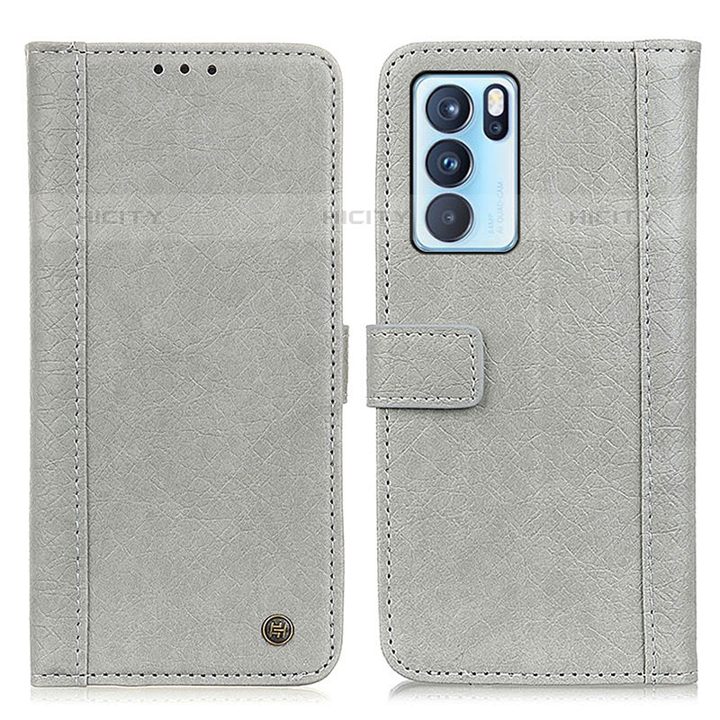 Funda de Cuero Cartera con Soporte Carcasa M10L para Oppo Reno6 Pro 5G India Gris