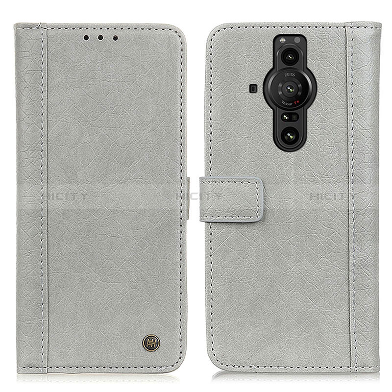 Funda de Cuero Cartera con Soporte Carcasa M10L para Sony Xperia PRO-I Gris