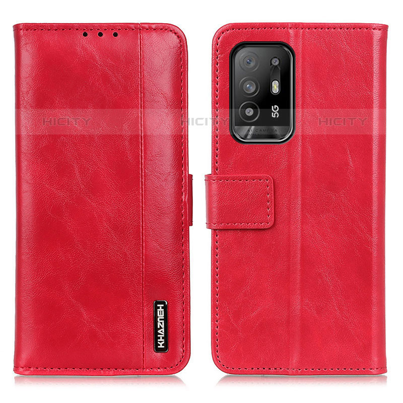 Funda de Cuero Cartera con Soporte Carcasa M11L para Oppo A95 5G Rojo