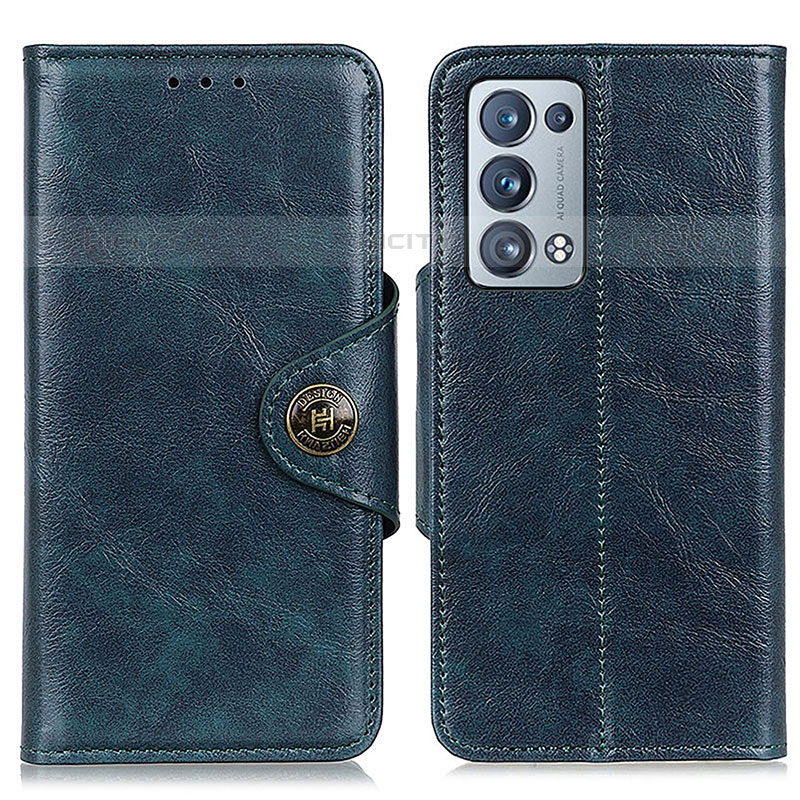 Funda de Cuero Cartera con Soporte Carcasa M12L para Oppo Reno6 Pro+ Plus 5G Azul