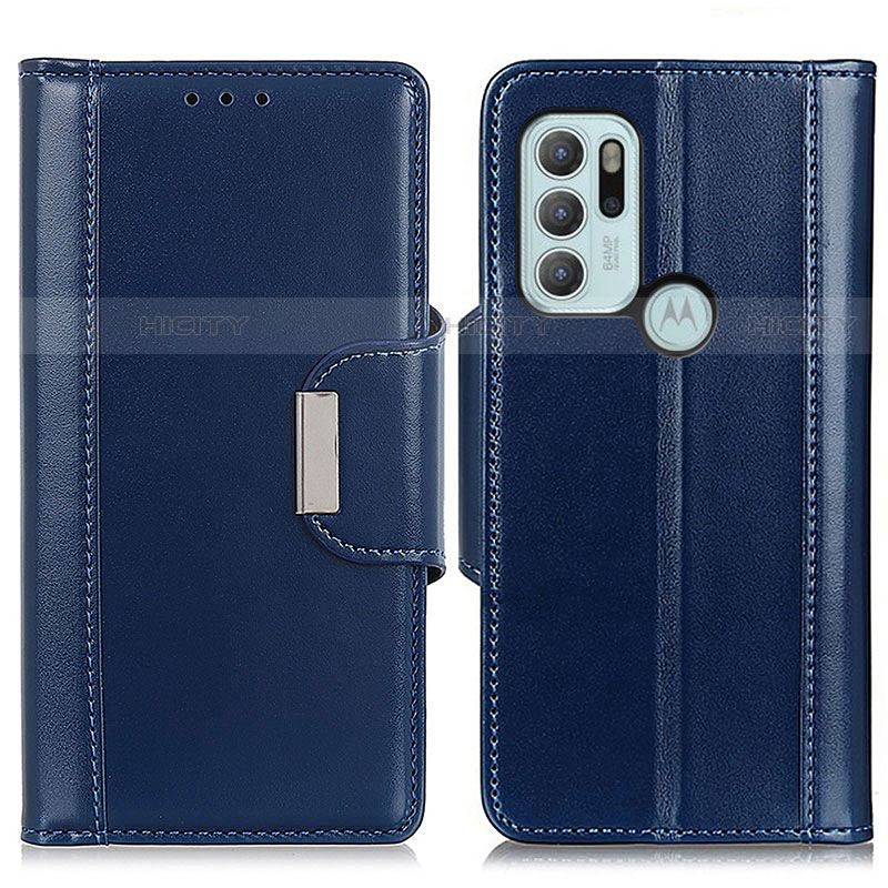 Funda de Cuero Cartera con Soporte Carcasa M13L para Motorola Moto G60s Azul