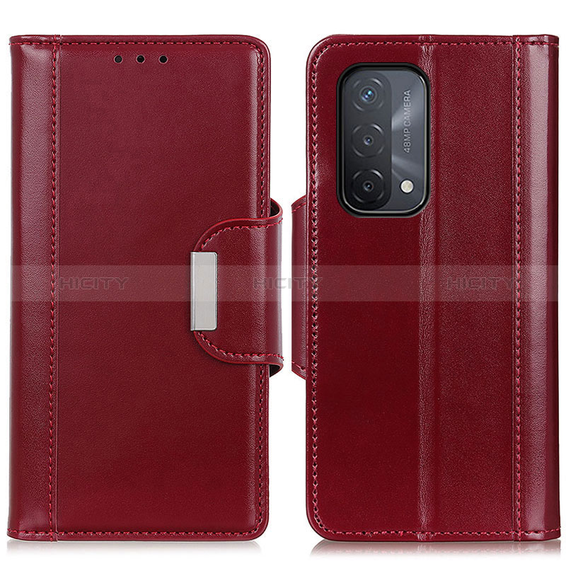 Funda de Cuero Cartera con Soporte Carcasa M13L para Oppo A54 5G Rojo