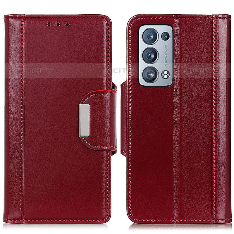 Funda de Cuero Cartera con Soporte Carcasa M13L para Oppo Reno6 Pro+ Plus 5G Rojo