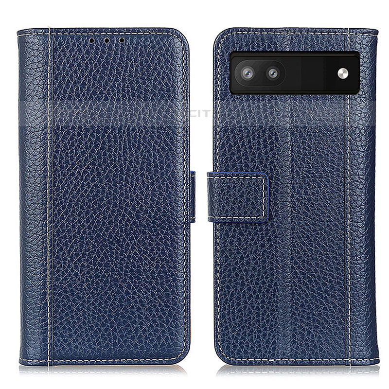 Funda de Cuero Cartera con Soporte Carcasa M14L para Google Pixel 6a 5G Azul