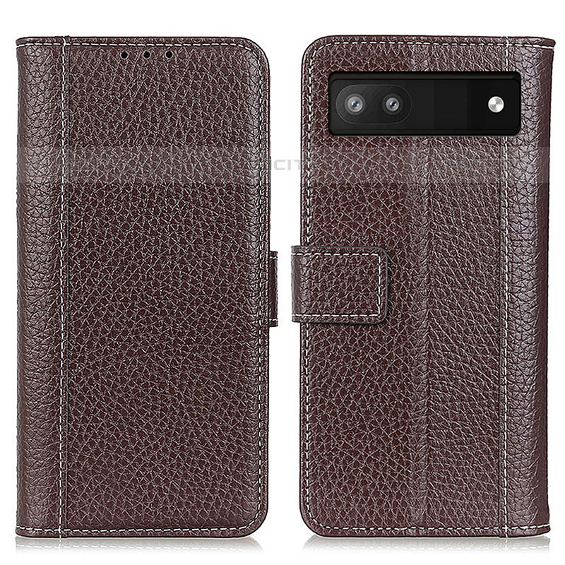 Funda de Cuero Cartera con Soporte Carcasa M14L para Google Pixel 6a 5G Marron