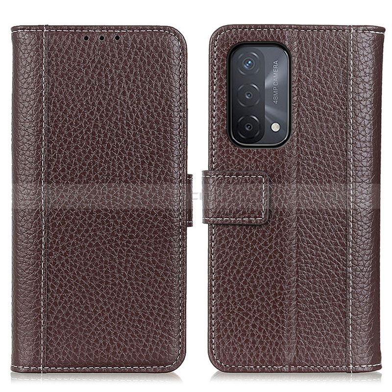 Funda de Cuero Cartera con Soporte Carcasa M14L para Oppo A54 5G Marron