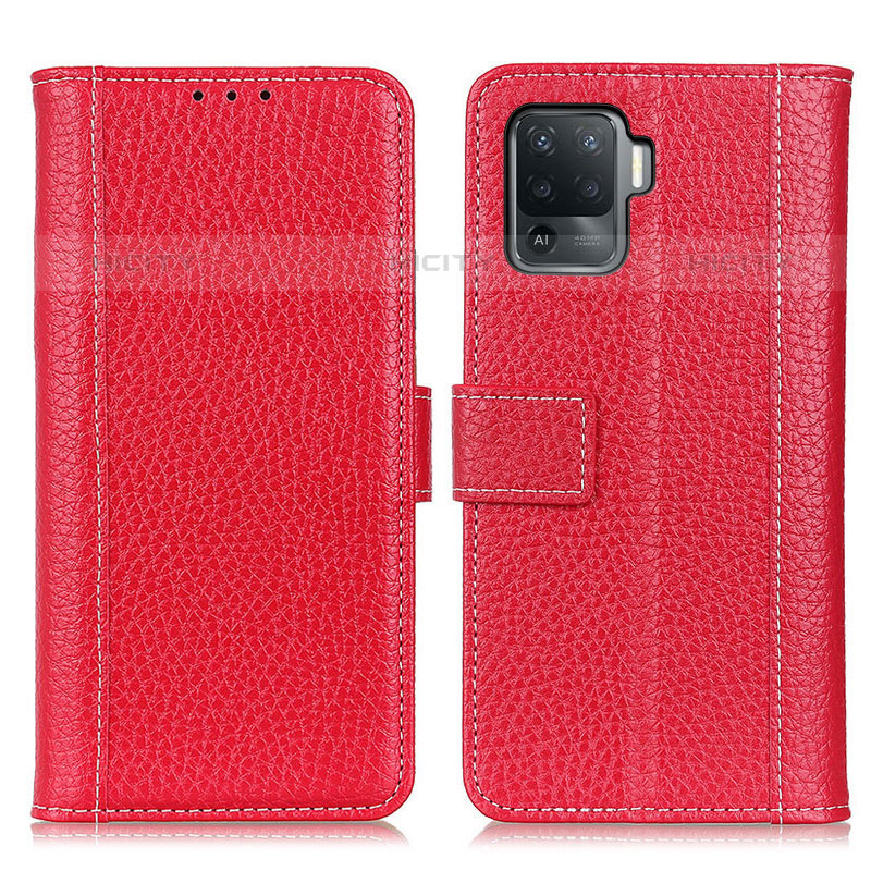 Funda de Cuero Cartera con Soporte Carcasa M14L para Oppo Reno5 Lite Rojo