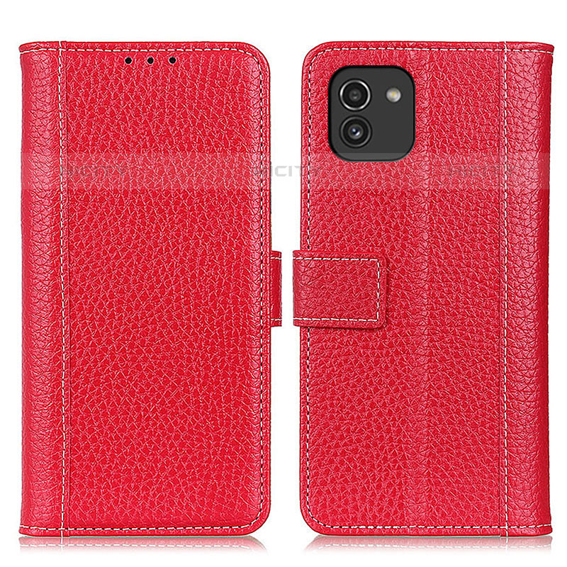 Funda de Cuero Cartera con Soporte Carcasa M14L para Samsung Galaxy A03 Rojo