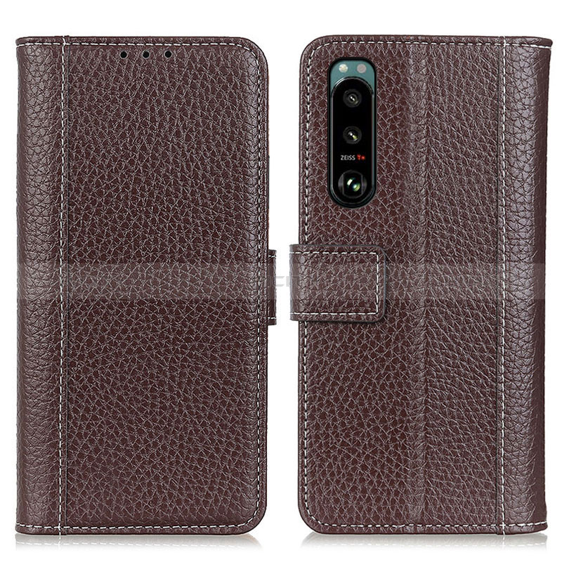 Funda de Cuero Cartera con Soporte Carcasa M14L para Sony Xperia 5 III SO-53B Marron