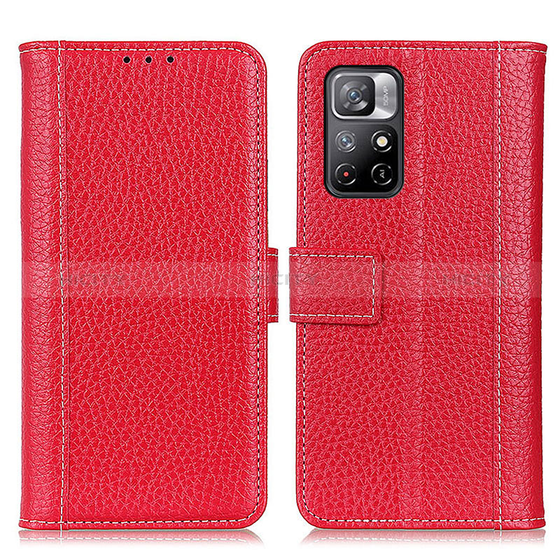 Funda de Cuero Cartera con Soporte Carcasa M14L para Xiaomi Redmi Note 11 5G Rojo