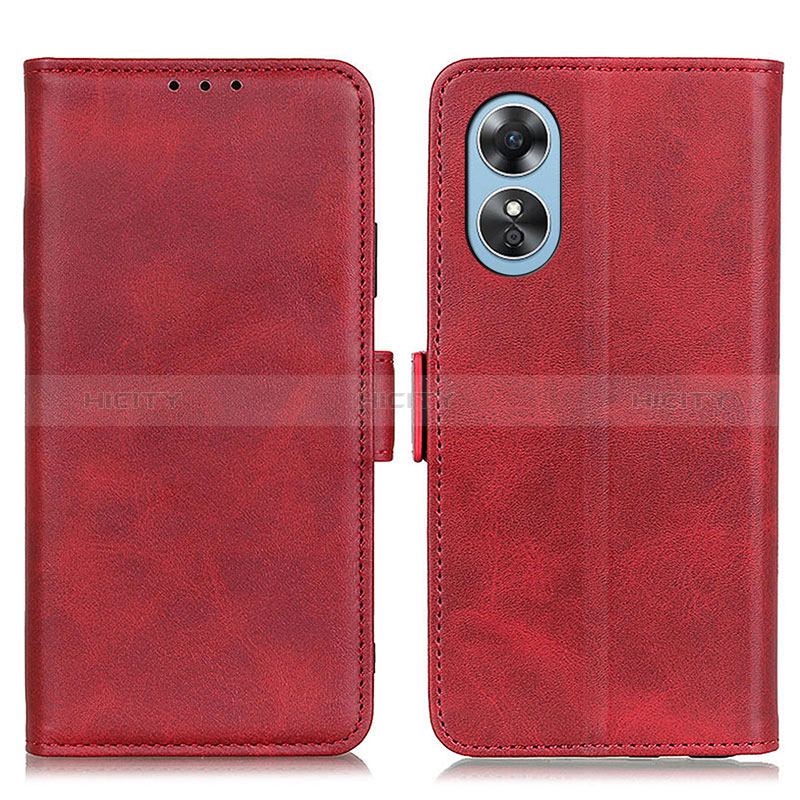 Funda de Cuero Cartera con Soporte Carcasa M15L para Oppo A17 Rojo