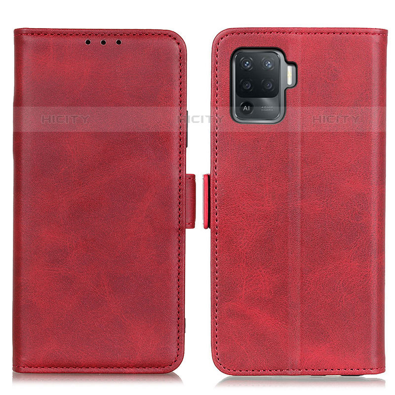 Funda de Cuero Cartera con Soporte Carcasa M15L para Oppo F19 Pro Rojo