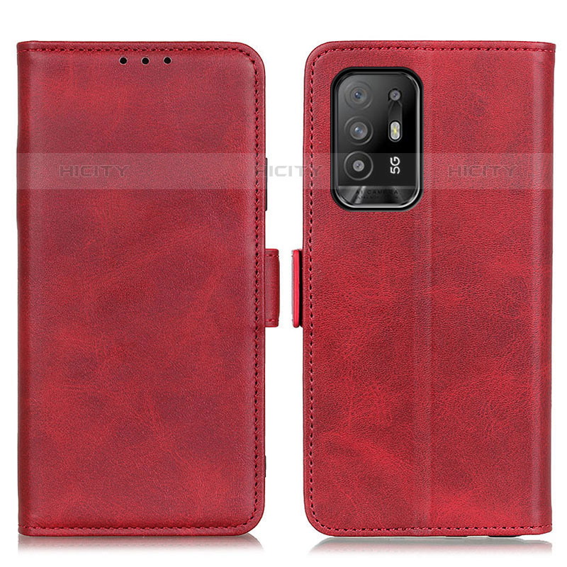 Funda de Cuero Cartera con Soporte Carcasa M15L para Oppo Reno5 Z 5G Rojo