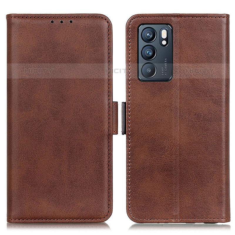 Funda de Cuero Cartera con Soporte Carcasa M15L para Oppo Reno6 5G Marron