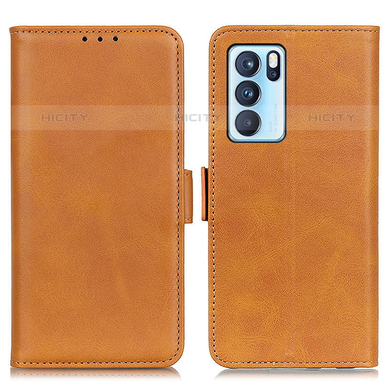 Funda de Cuero Cartera con Soporte Carcasa M15L para Oppo Reno6 Pro 5G India Marron Claro