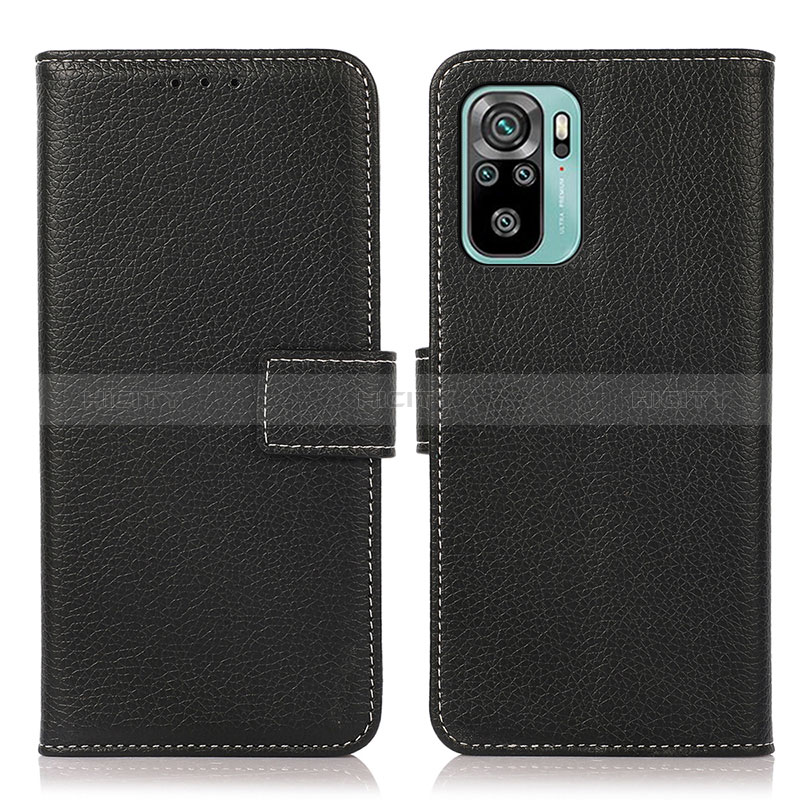 Funda de Cuero Cartera con Soporte Carcasa M16L para Xiaomi Redmi Note 10 4G Negro