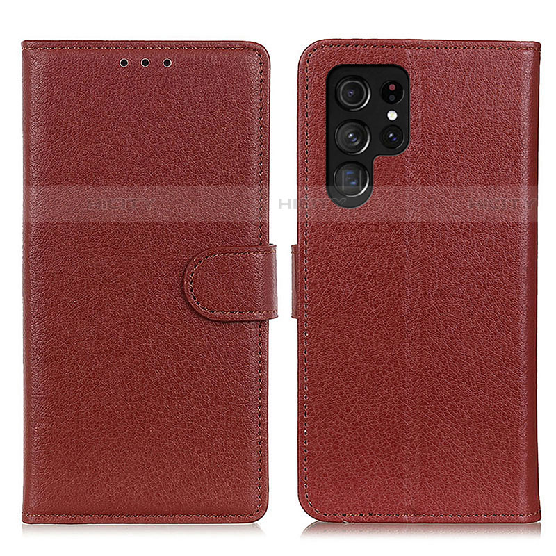 Funda de Cuero Cartera con Soporte Carcasa M18L para Samsung Galaxy S23 Ultra 5G Marron