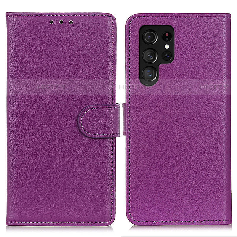 Funda de Cuero Cartera con Soporte Carcasa M18L para Samsung Galaxy S23 Ultra 5G Morado