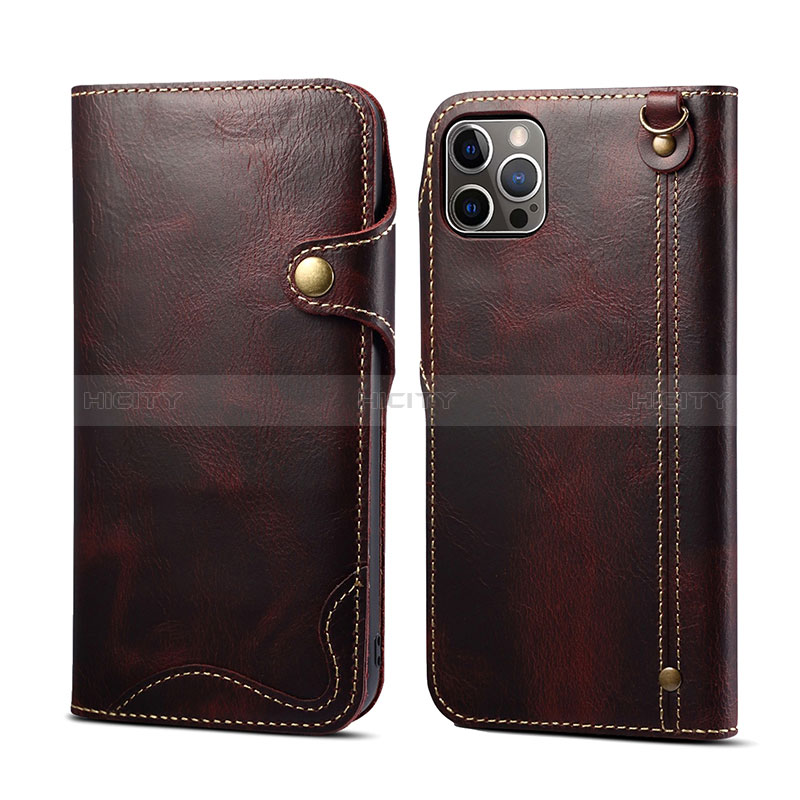 Funda de Cuero Cartera con Soporte Carcasa MT1 para Apple iPhone 14 Pro Marron