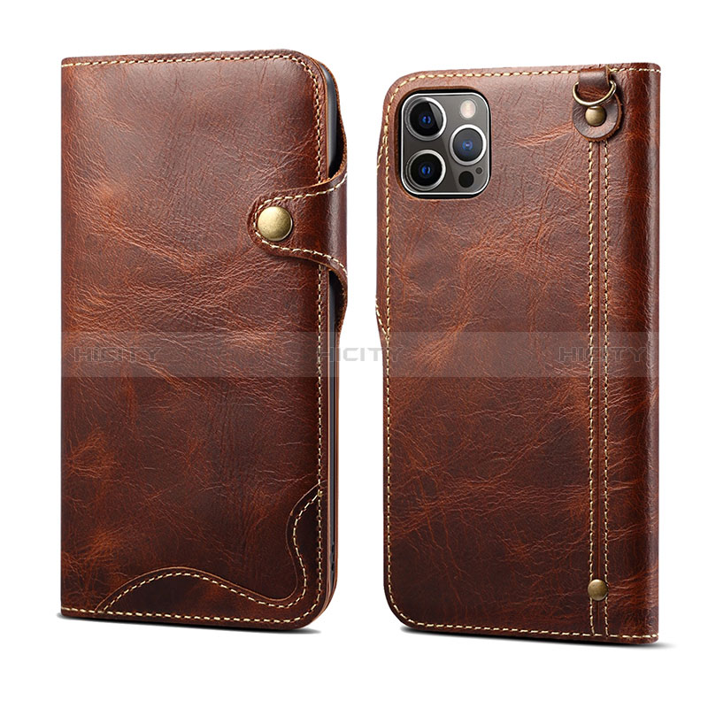 Funda de Cuero Cartera con Soporte Carcasa MT1 para Apple iPhone 14 Pro Max Marron Claro