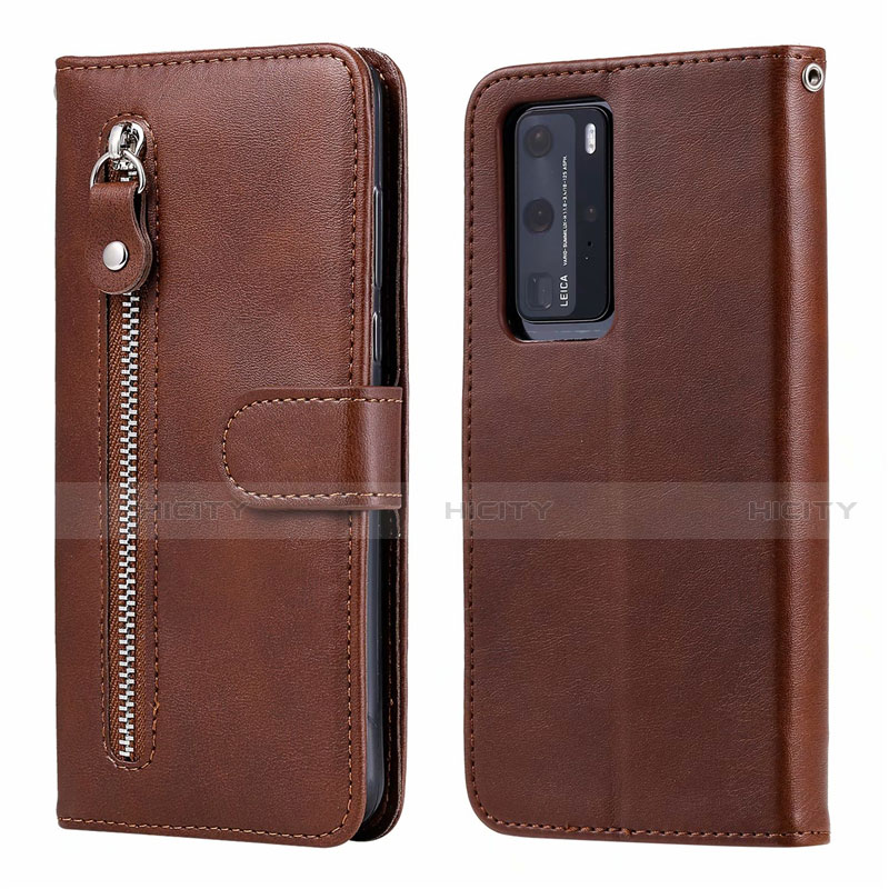 Funda de Cuero Cartera con Soporte Carcasa N01 para Huawei P40 Pro Marron