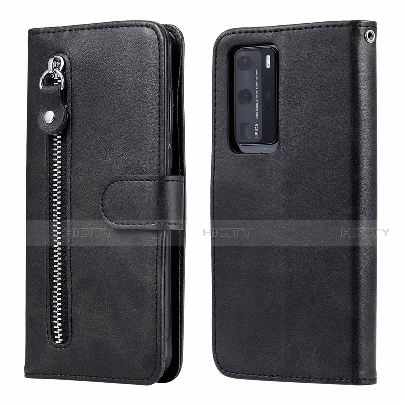 Funda de Cuero Cartera con Soporte Carcasa N01 para Huawei P40 Pro Negro