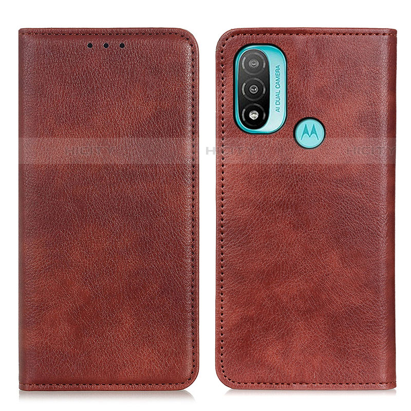 Funda de Cuero Cartera con Soporte Carcasa N01P para Motorola Moto E20 Marron