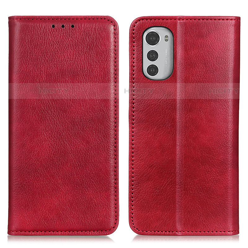 Funda de Cuero Cartera con Soporte Carcasa N01P para Motorola Moto E32s Rojo