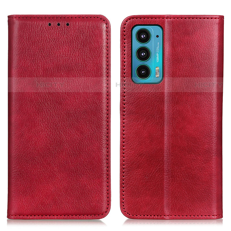 Funda de Cuero Cartera con Soporte Carcasa N01P para Motorola Moto Edge 20 5G Rojo