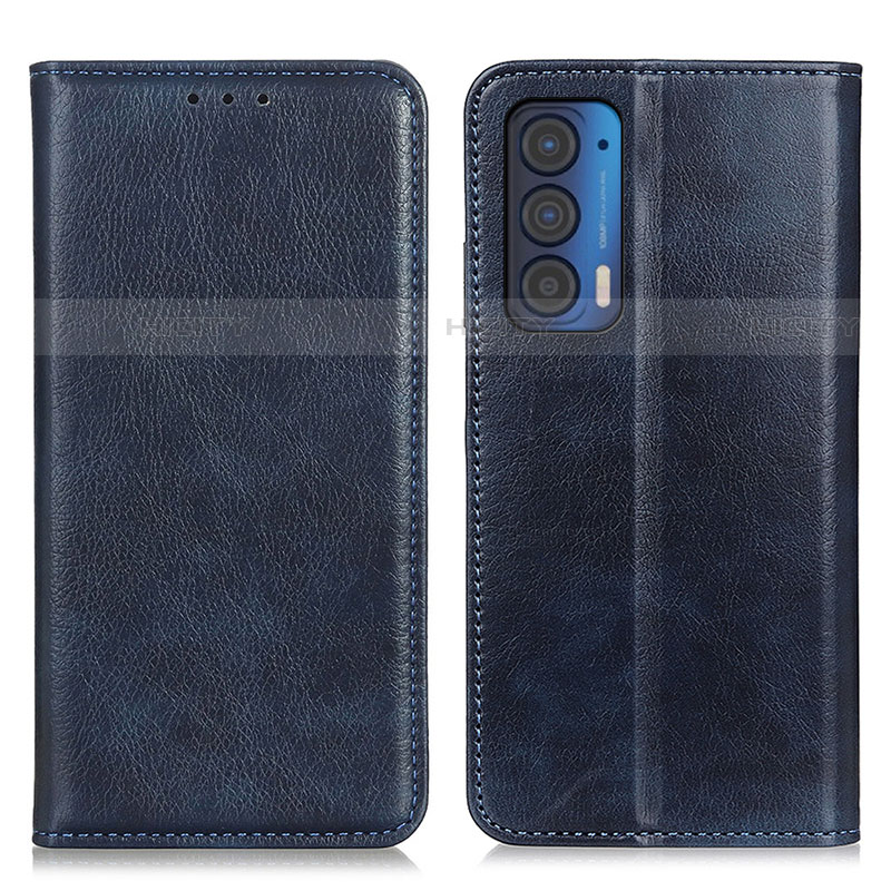 Funda de Cuero Cartera con Soporte Carcasa N01P para Motorola Moto Edge (2021) 5G Azul