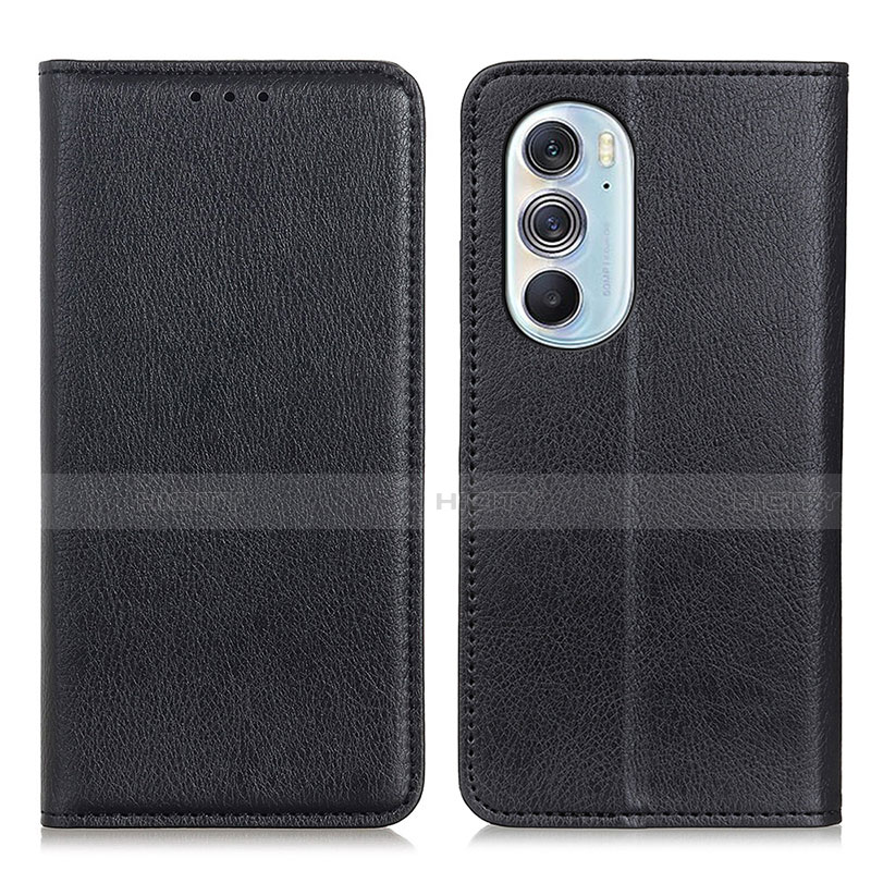 Funda de Cuero Cartera con Soporte Carcasa N01P para Motorola Moto Edge 30 Pro 5G Negro