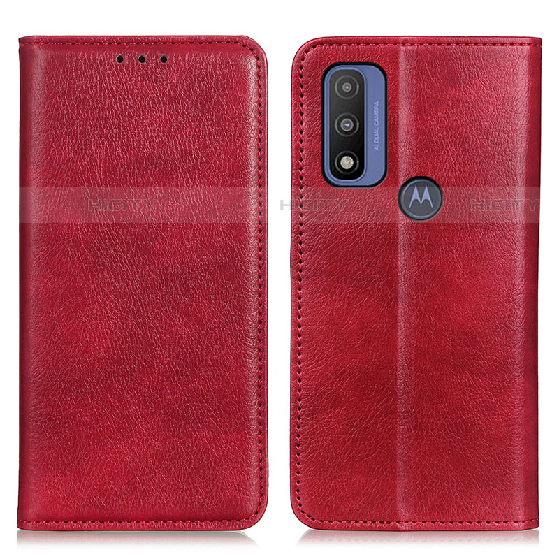 Funda de Cuero Cartera con Soporte Carcasa N01P para Motorola Moto G Pure Rojo