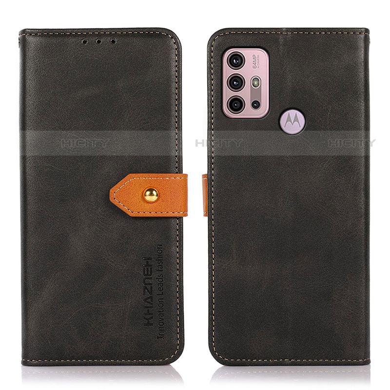 Funda de Cuero Cartera con Soporte Carcasa N01P para Motorola Moto G10 Power Negro