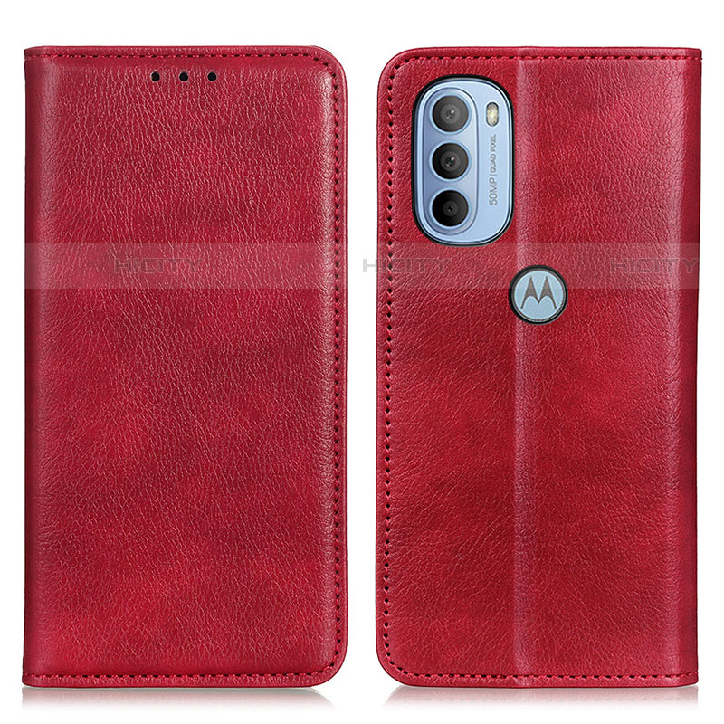 Funda de Cuero Cartera con Soporte Carcasa N01P para Motorola Moto G31 Rojo