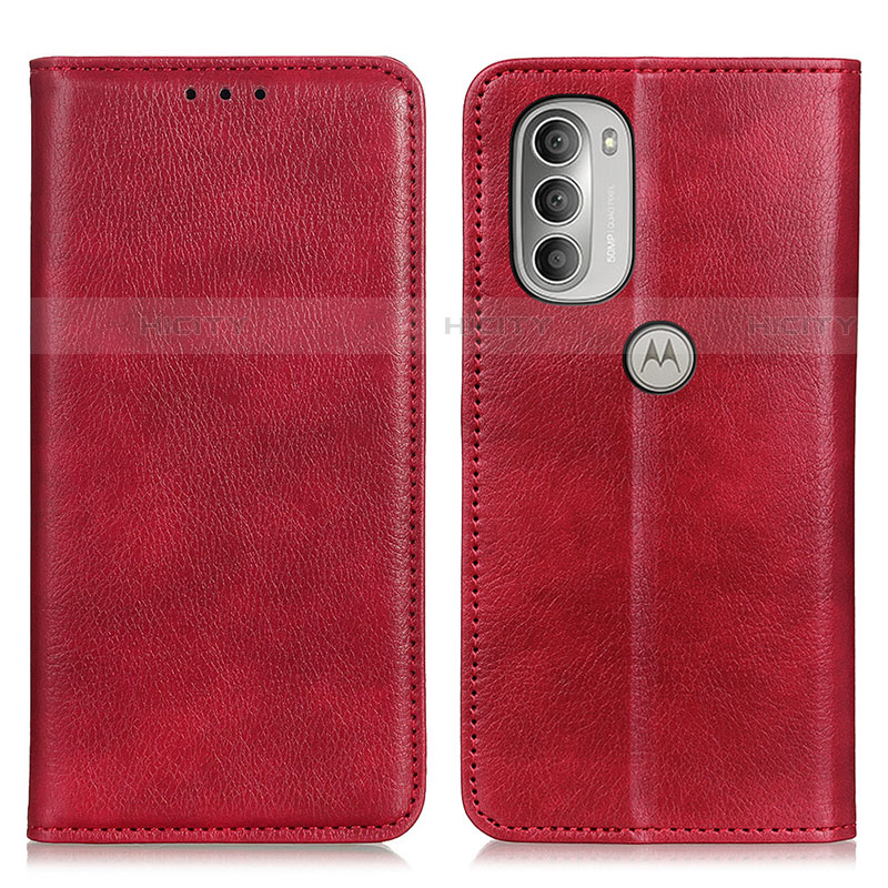 Funda de Cuero Cartera con Soporte Carcasa N01P para Motorola Moto G51 5G Rojo