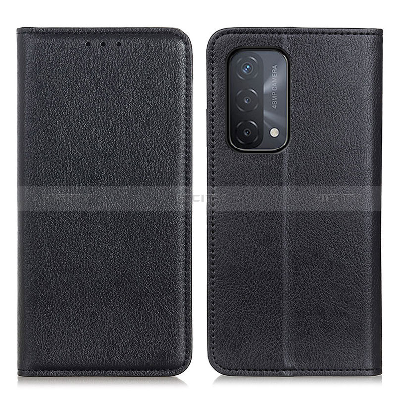 Funda de Cuero Cartera con Soporte Carcasa N01P para Oppo A54 5G Negro