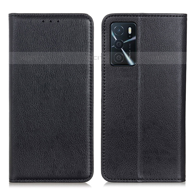 Funda de Cuero Cartera con Soporte Carcasa N01P para Oppo A54s Negro