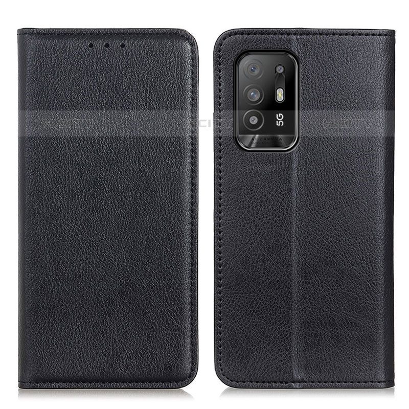 Funda de Cuero Cartera con Soporte Carcasa N01P para Oppo A95 5G Negro