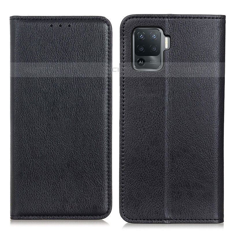 Funda de Cuero Cartera con Soporte Carcasa N01P para Oppo Reno5 F Negro