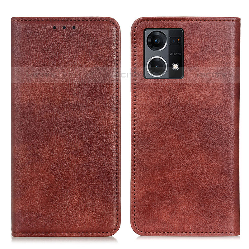 Funda de Cuero Cartera con Soporte Carcasa N01P para Oppo Reno8 4G Marron