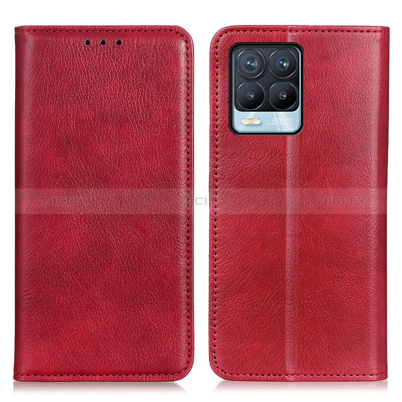 Funda de Cuero Cartera con Soporte Carcasa N01P para Realme 8 4G Rojo