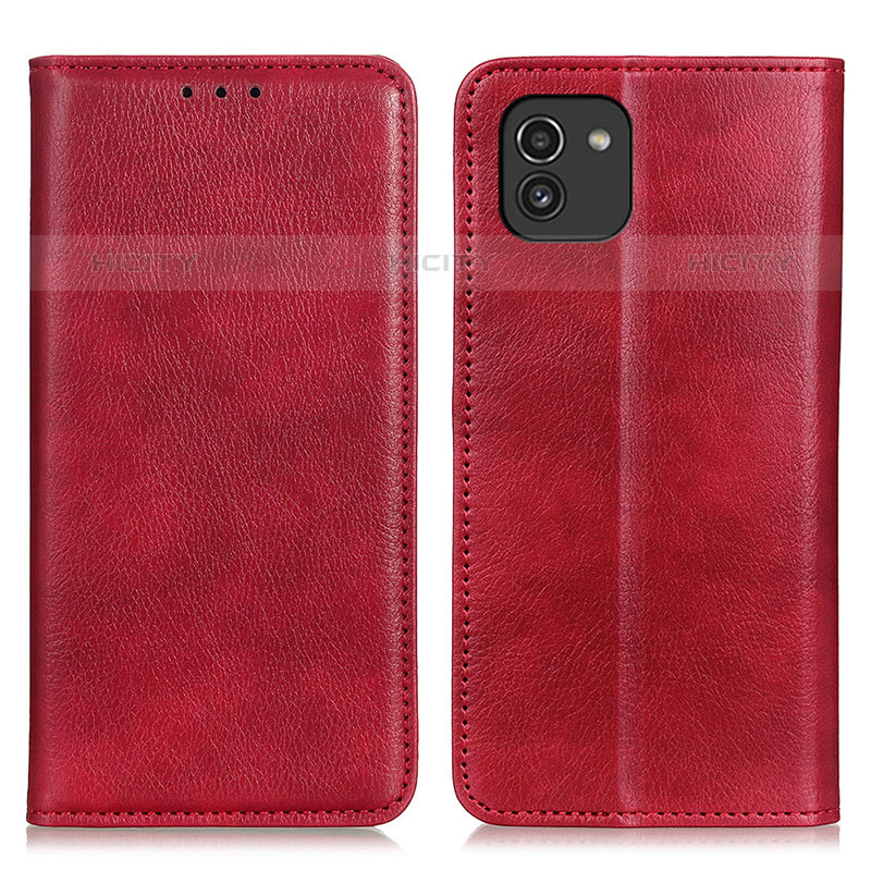Funda de Cuero Cartera con Soporte Carcasa N01P para Samsung Galaxy A03 Rojo