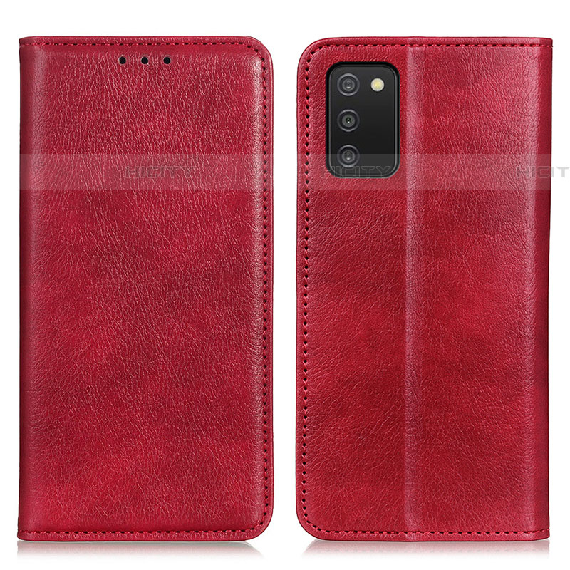 Funda de Cuero Cartera con Soporte Carcasa N01P para Samsung Galaxy A03s Rojo