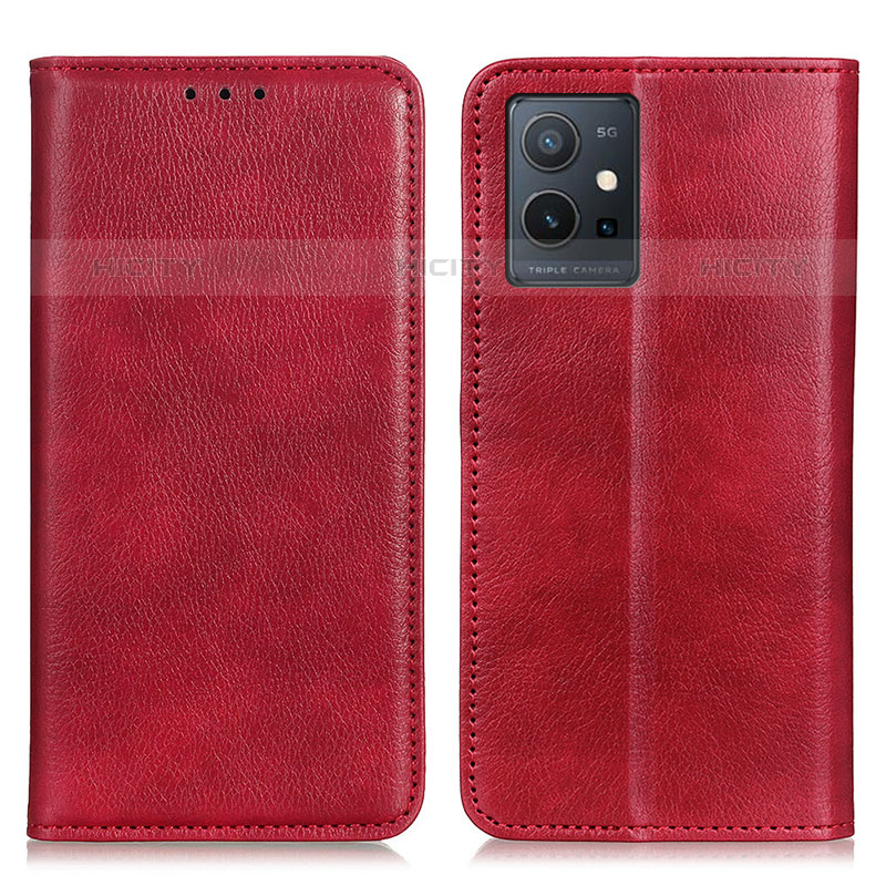 Funda de Cuero Cartera con Soporte Carcasa N01P para Vivo T1 5G India Rojo