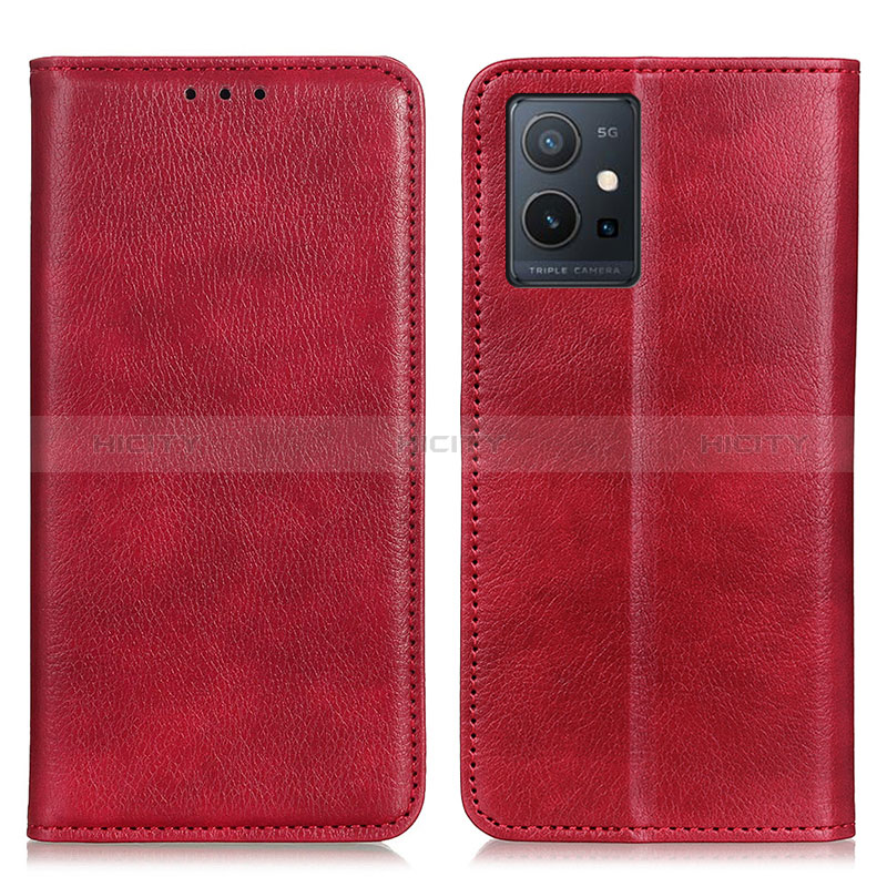 Funda de Cuero Cartera con Soporte Carcasa N01P para Vivo Y55s 5G Rojo